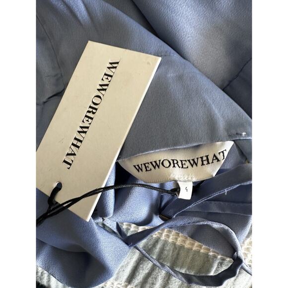 New WeWoreWhat Satin Charmeuse Cowl Neck Slate Blue Midi Dress Spaghetti Strap 4 - Picture 6 of 6